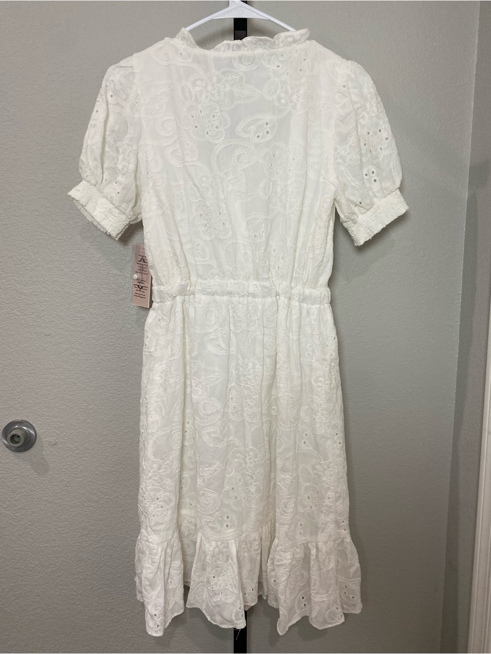 Nanette Lepore White embroidered Eyelet Midi Dress with Tie Waist - Picture 5 of 6